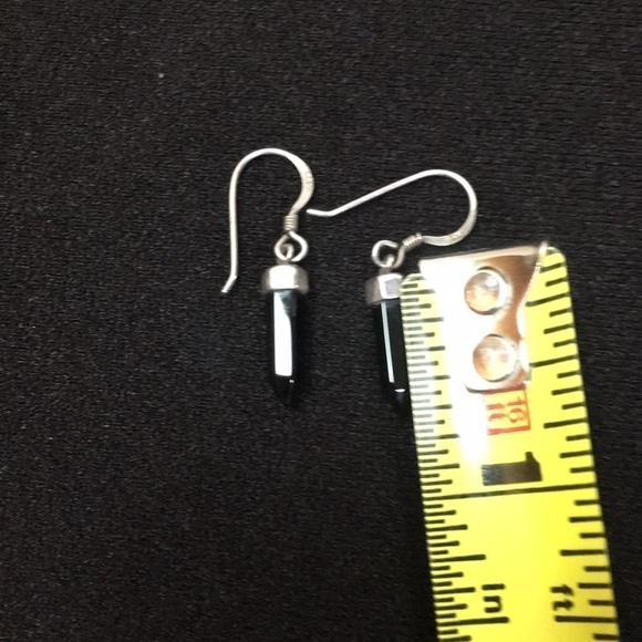 Sterling silver Onyx Hexagon Prism Earrings - Picture 6 of 7